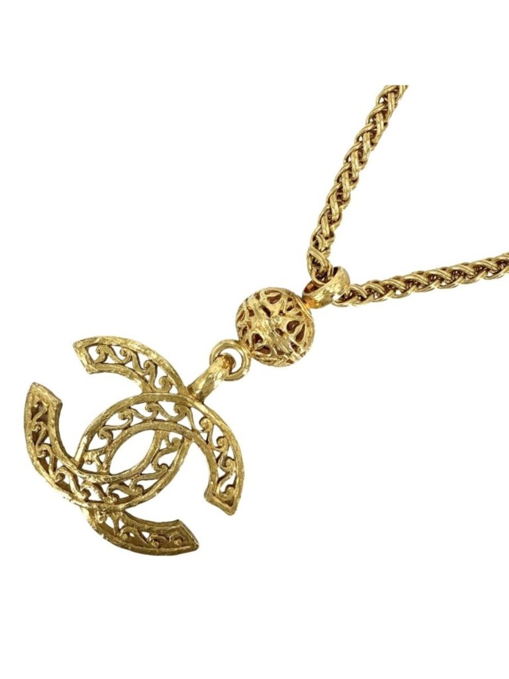 Chanel Necklace CC Logo Long Gold Plated